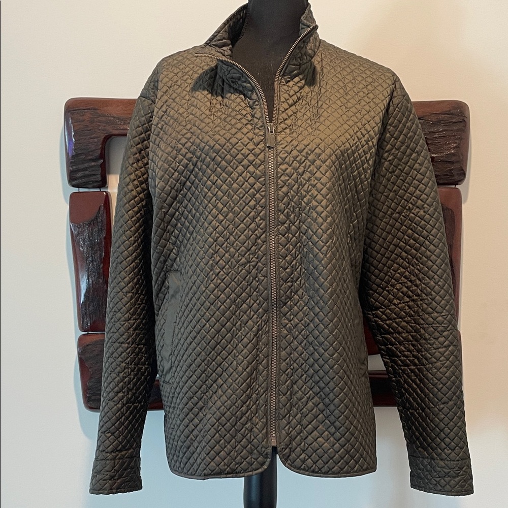 Zara Men's Quilted Puffer Jacket - Dark Green
